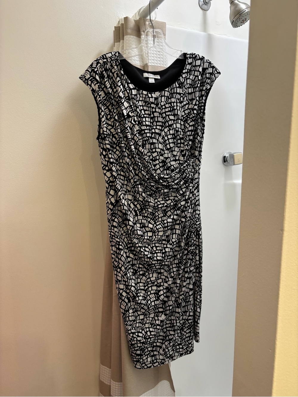 dressbarn Black and White Graphic Print Midi Dress